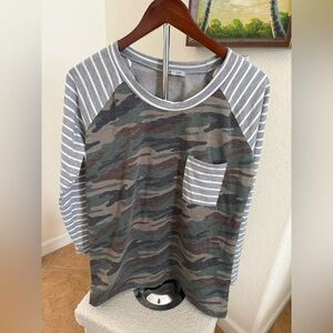 White Birch Camouflage and Striped Long Sleeve Tee